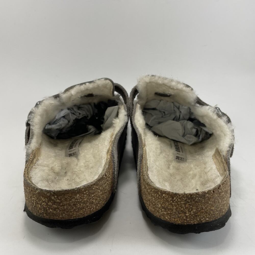 Birkenstock Taupe Suede Shearling Clog Mule - Picture 4 of 10